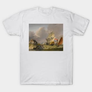 Shipping In A Storm Off The Coast by Jan van Os T-Shirt